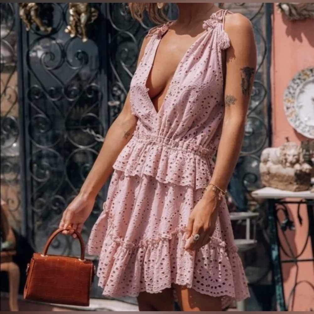 NWT Spell Fairytale Anglaise Party Dress Dirty Rose Small $249